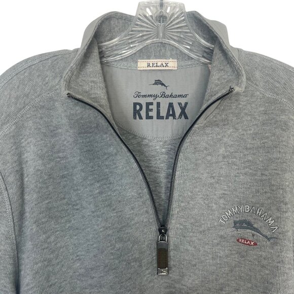 Tommy Bahama Relax 1/4 Zip Shirt Mens Large Gray Pullover - Picture 5 of 9